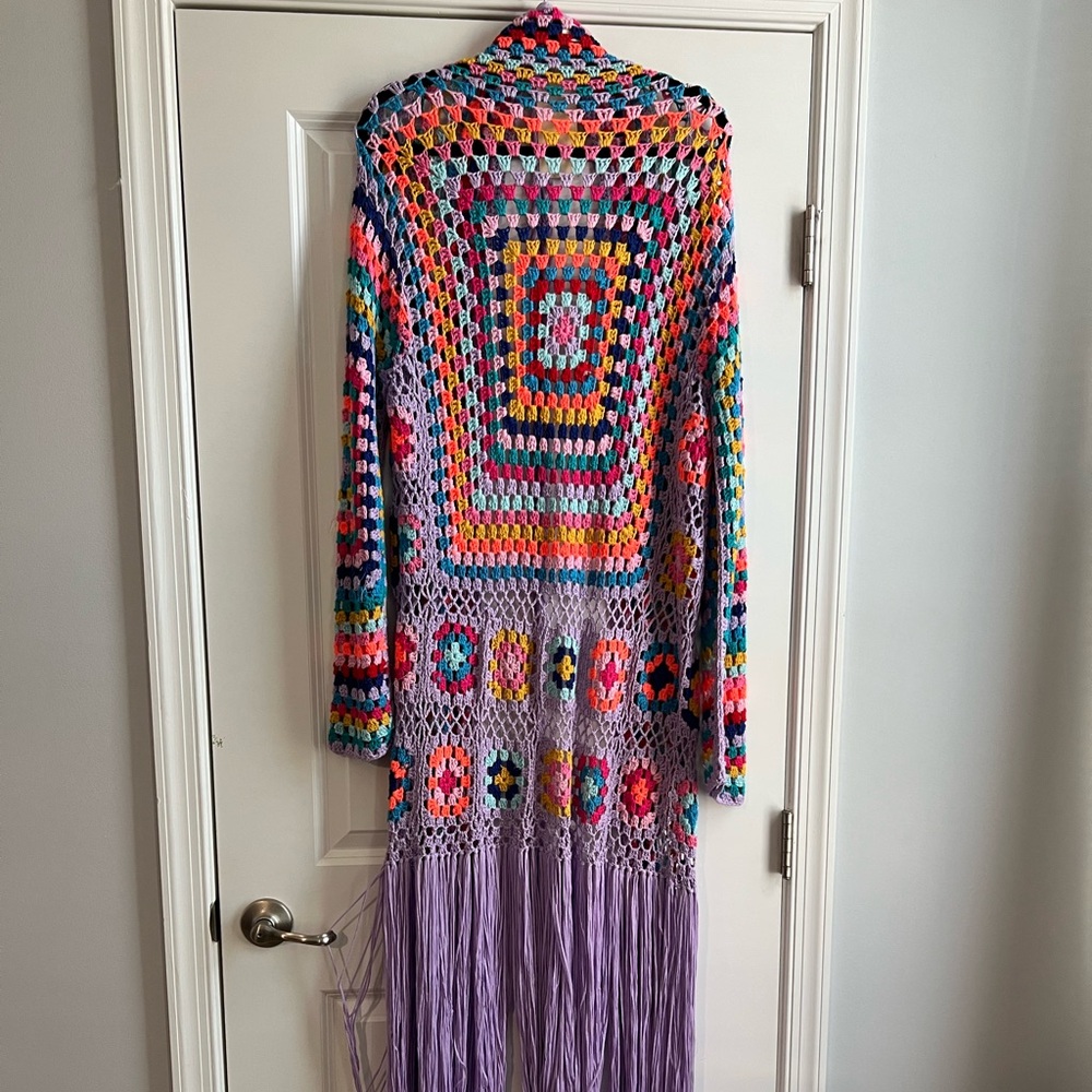 Colorful Crochet Women's Duster